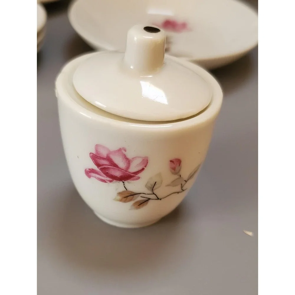 Vintage Floral Child's China Tea Set,‎ Teapot, Cups, Plates, Serving Pieces